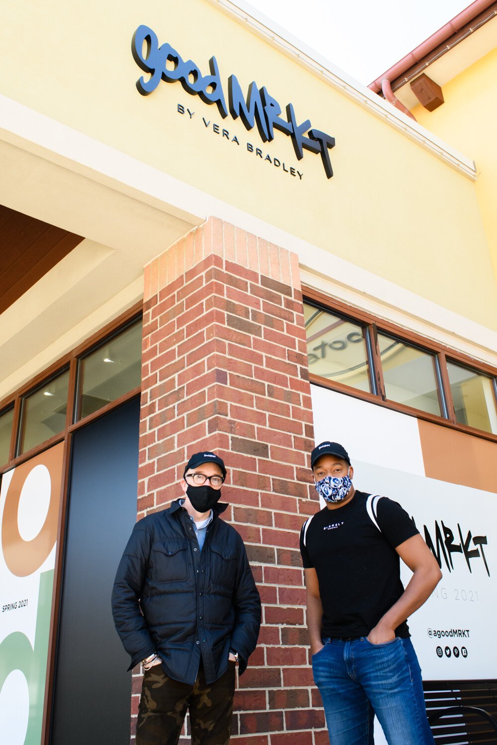 Harry Cunningham of Vera Bradley, left, and Joshua Raines of STAR 88.3, right, are on the leadership team behind goodMRKT.