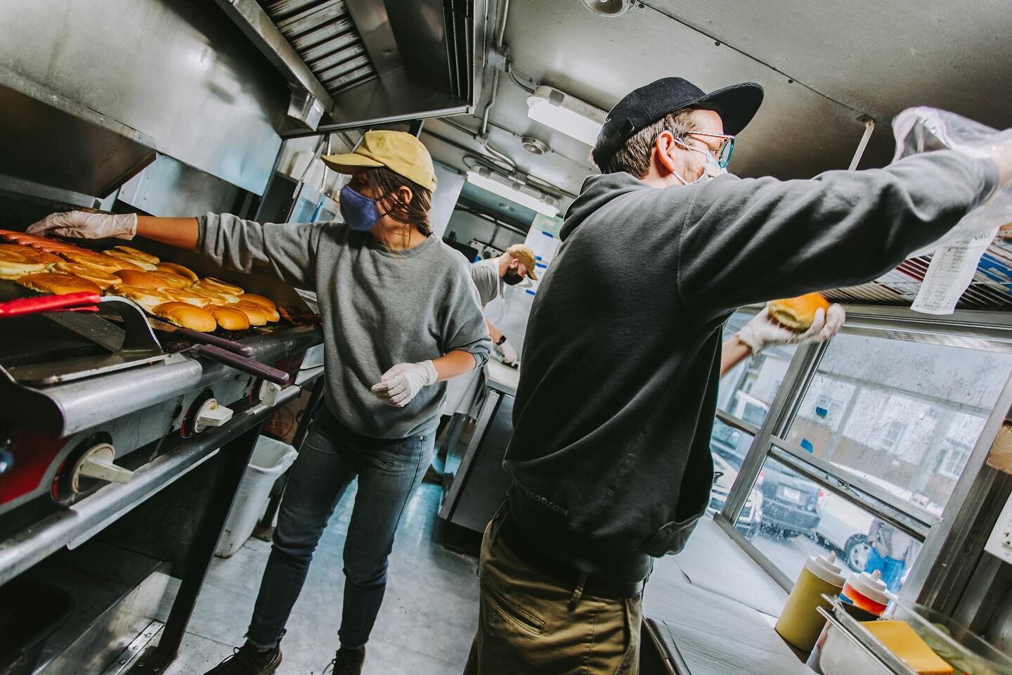 Bravas employees are hard at work inside the food truck.