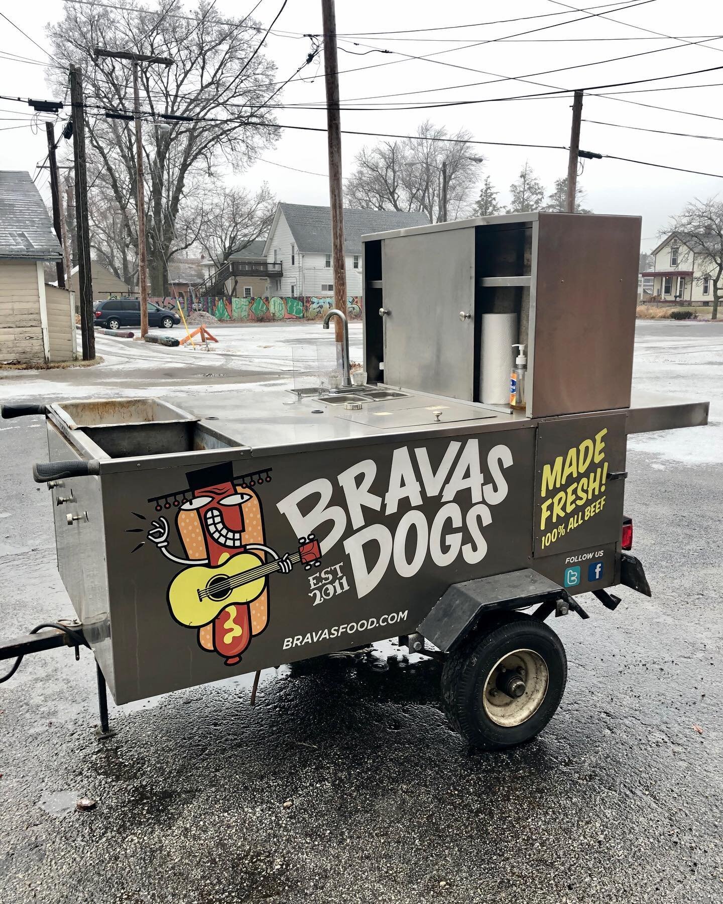 The original Bravas hot dog cart.