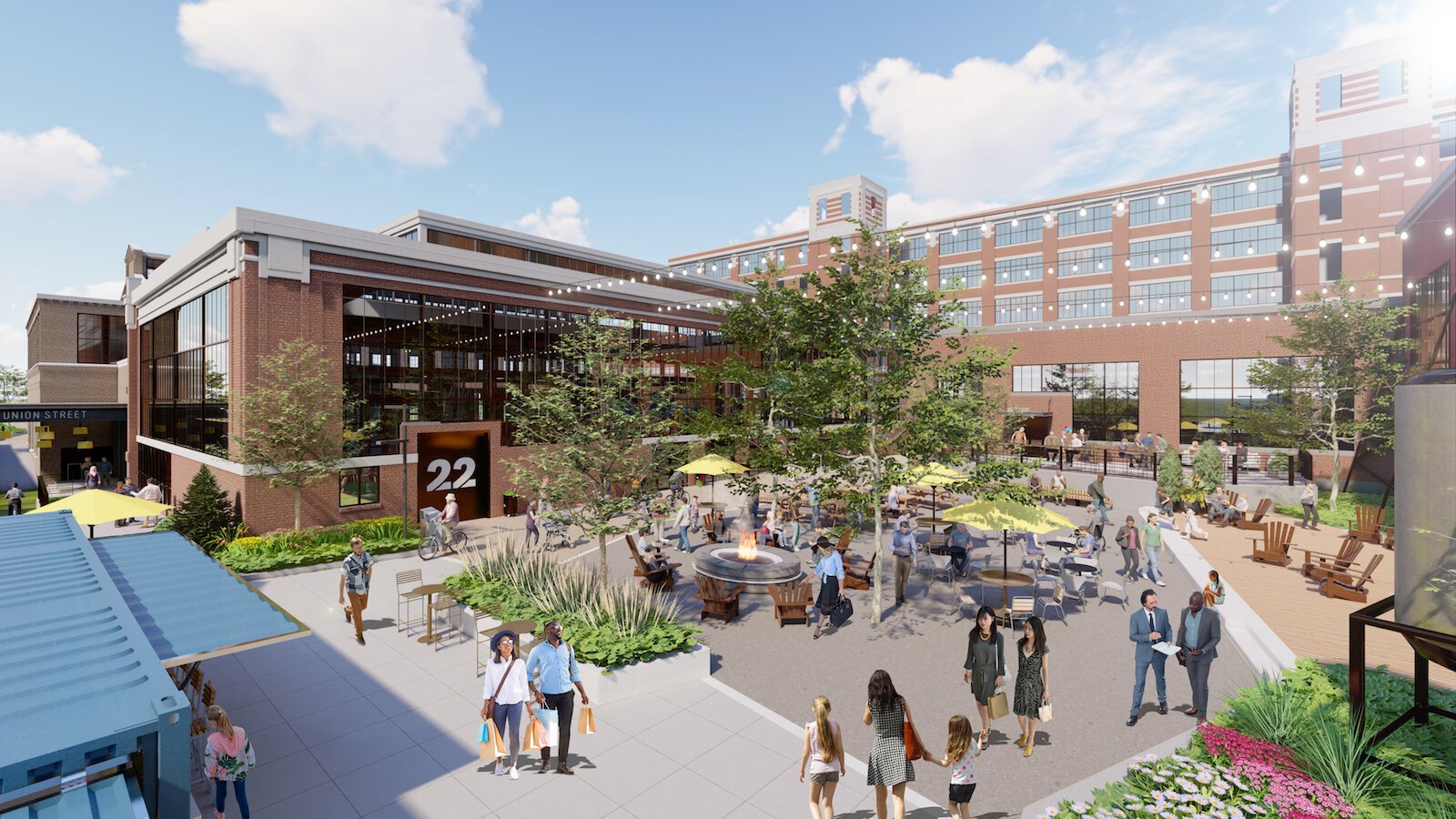 Electric Works will be a mixed-use cultural district with a variety of offices, businesses, dining options, and living spaces.