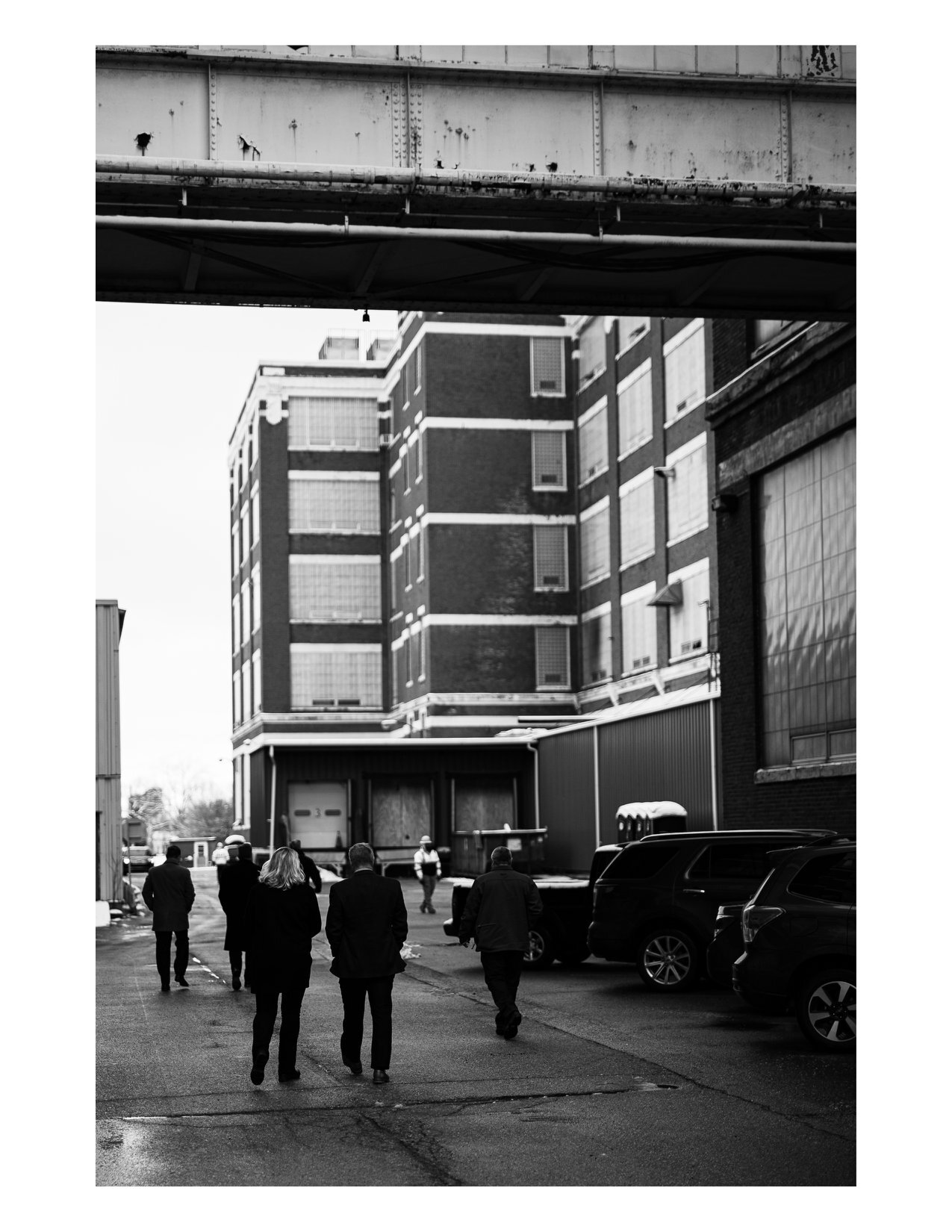 Residents tour the future site of Electric Works.