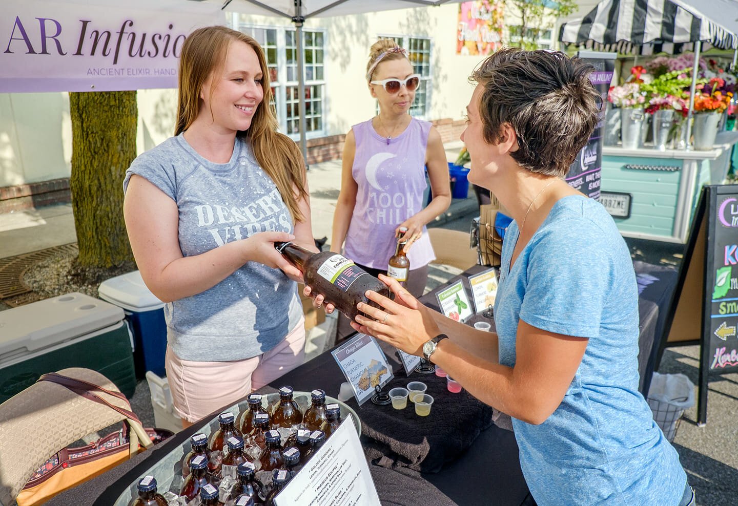 Lunar Infusions Kombucha is a vendor at the outdoor Whitley County Farmers Market in Columbia City.