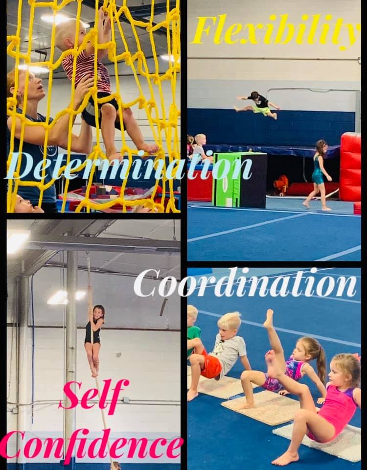 Students at Lake City Gymnastics learn skills like flexibility, determination, coordination, and self-confidence.