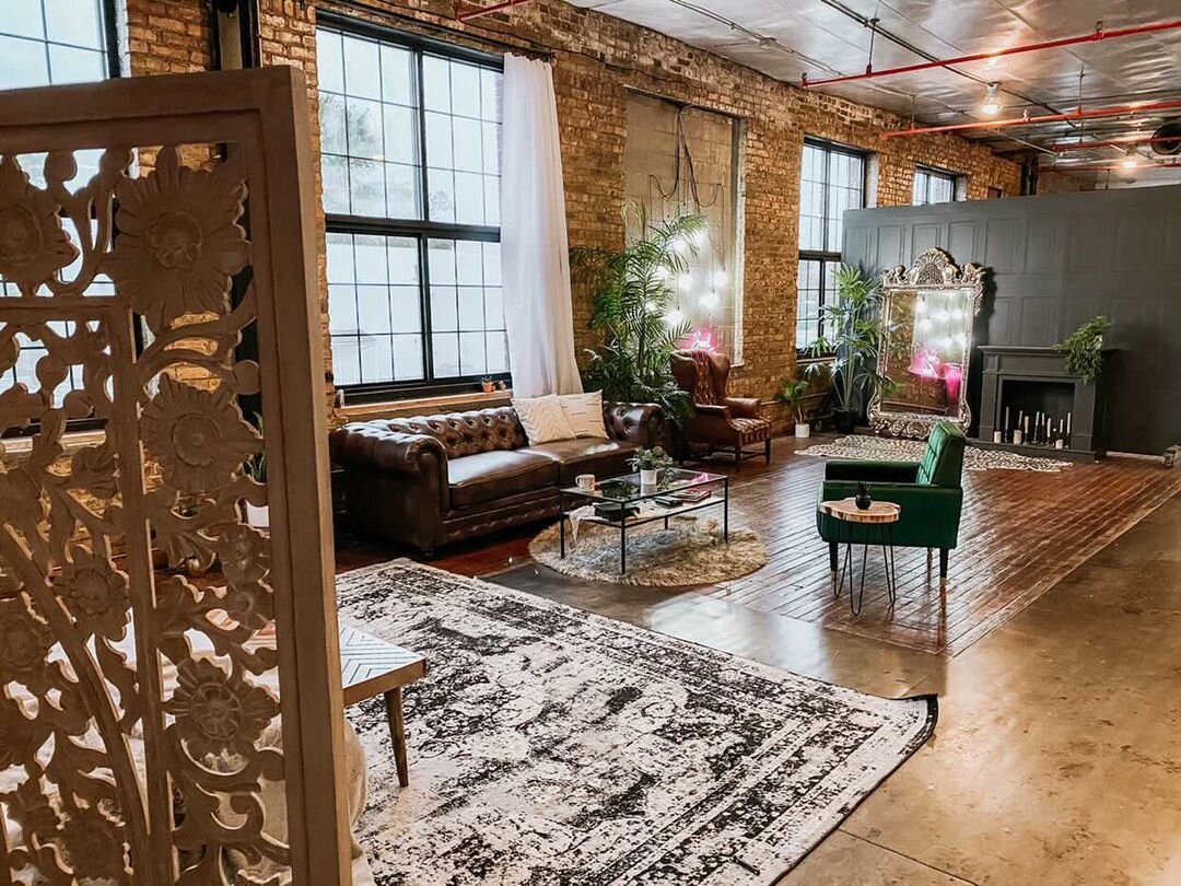 Radical Babe Studios's current space in a loft above Summit City Brewerks.