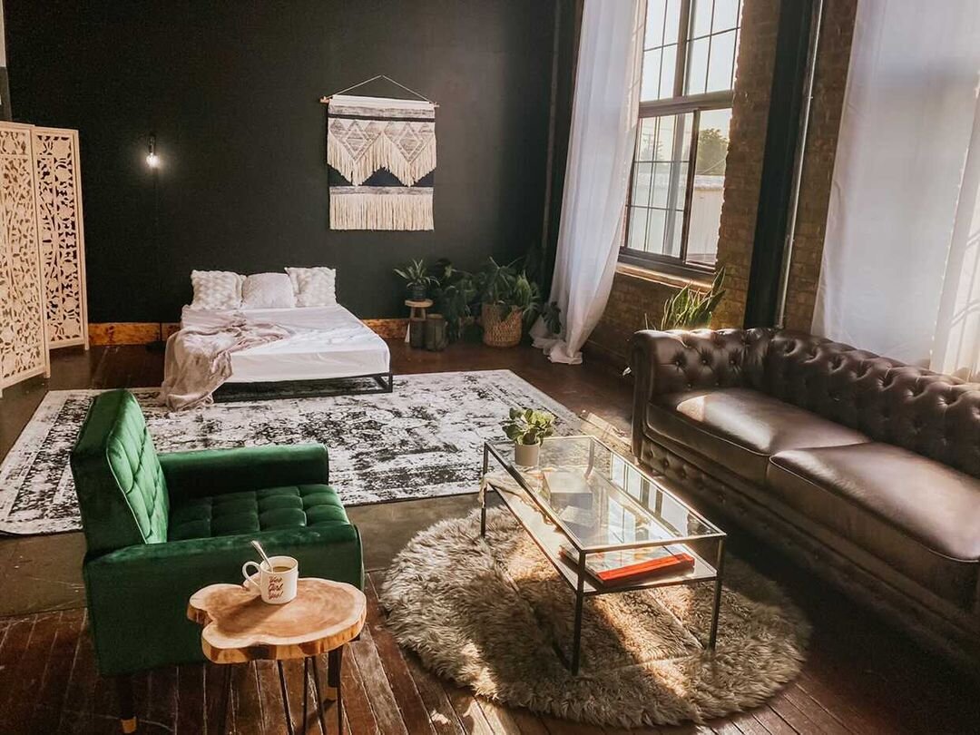 Radical Babe Studios's current space in a loft above Summit City Brewerks.