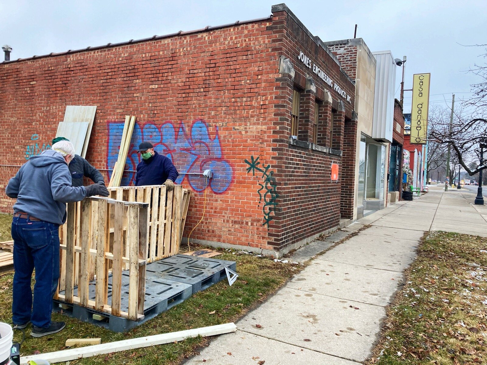 A new community pantry and the first Fort Wayne Love Fridge is being built near Bravas.