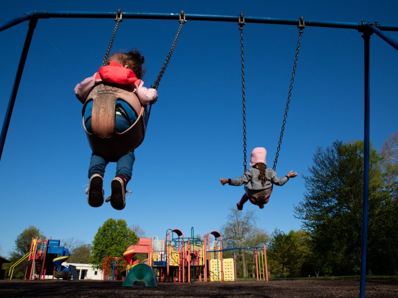 Playgrounds at Foster Park are popular with neighborhood children.