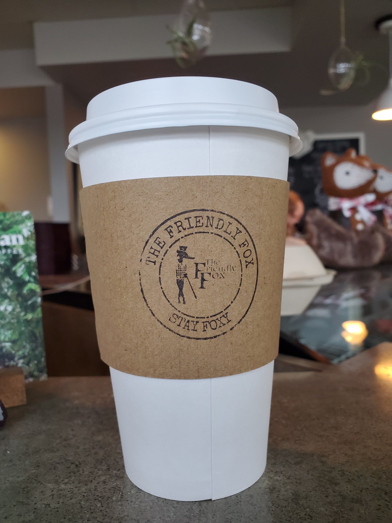 Grab a hot drink at the Friendly Fox.