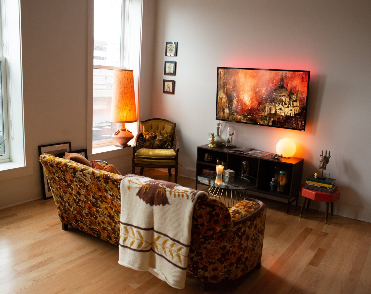 Warm colors cozy up this urban loft.