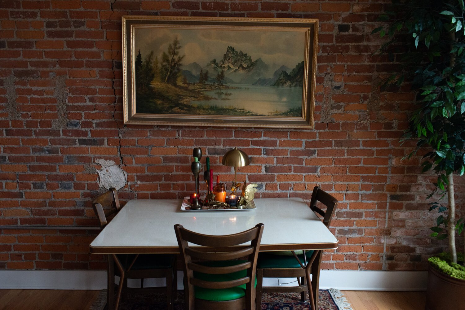 Natural light illuminates the dining area.