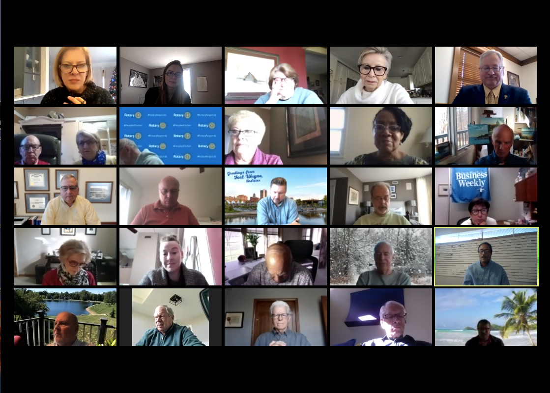 A November Zoom meeting of the Fort Wayne Rotary Club featuring guest speaker Ty Simmons.