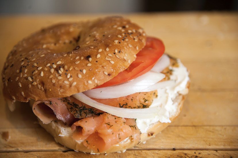 Davey's Lox Bagels feature a fillet of brined salmon.