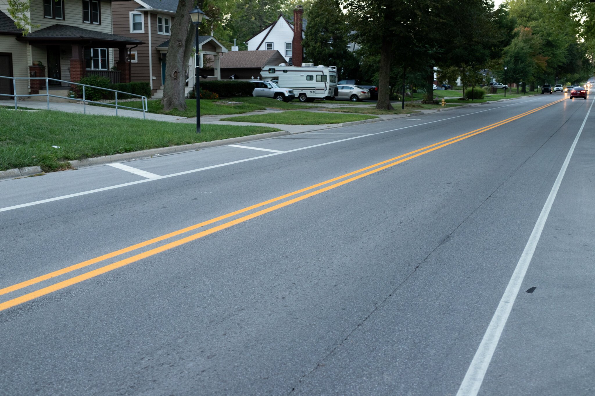 Marked parking spaces along North Anthony Boulevard.