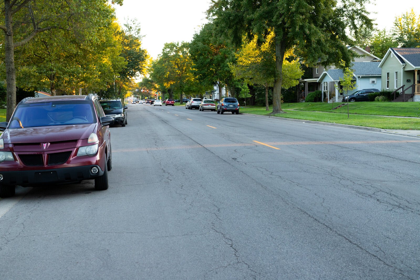 No marked parking spaces along South Anthony Boulevard.