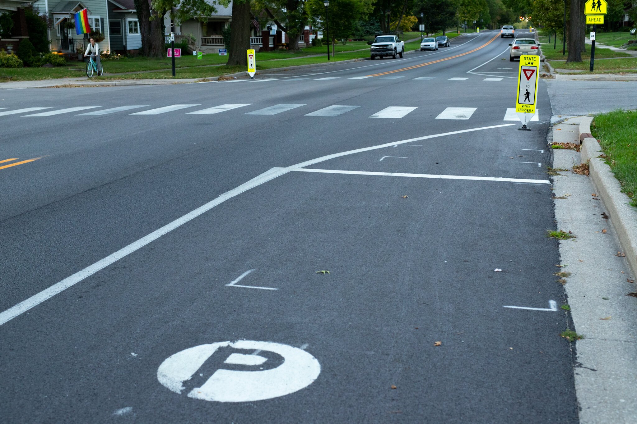 North Anthony Boulevard received marked parking spaces, whereas South Anthony Boulevard did not.