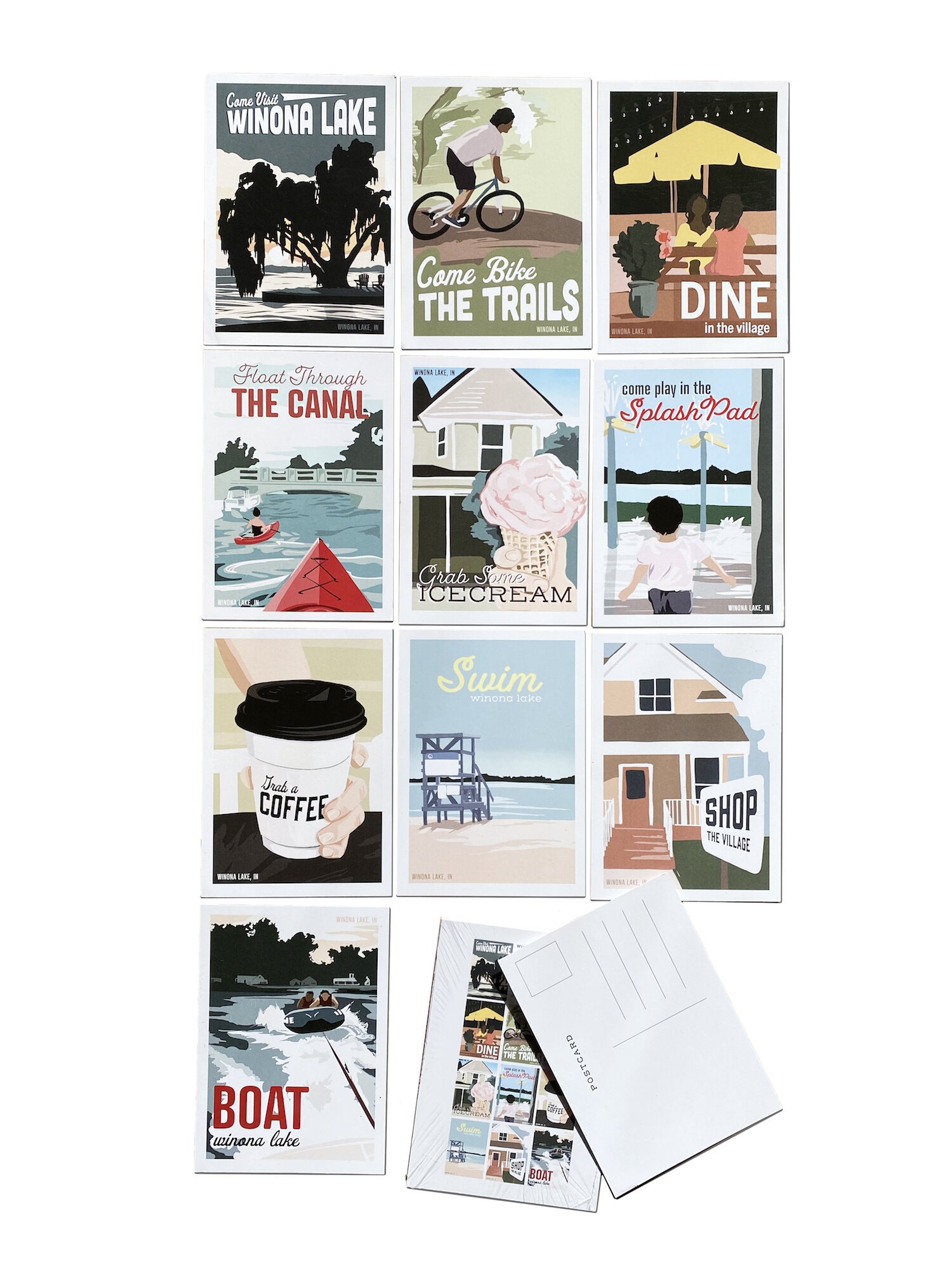 Bowen's designs are inspired by posters made during the Great Depression by the WPA (Works Project Administration).