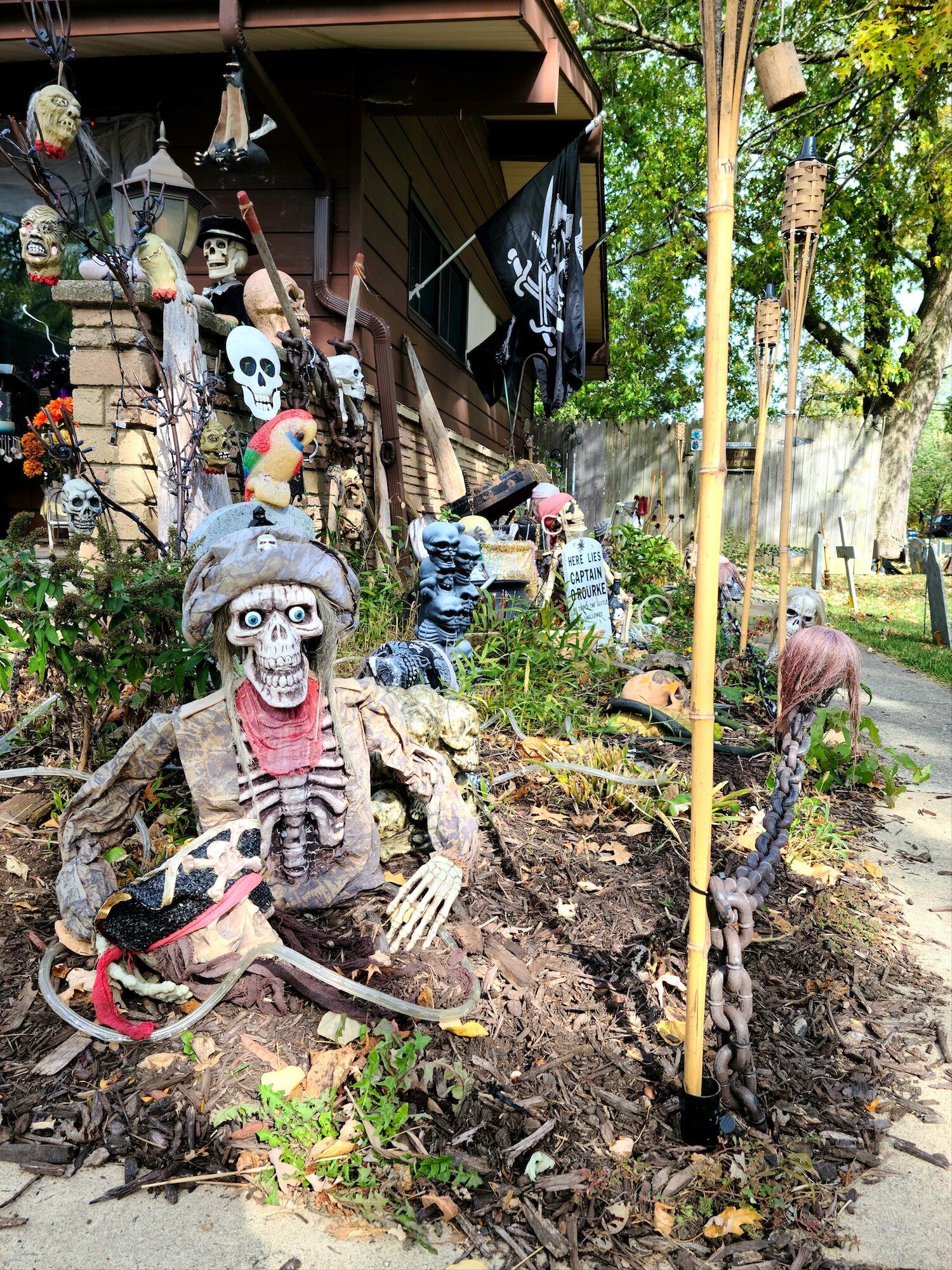 Pirates' Cove is one feature of the Morse family's Halloween display.