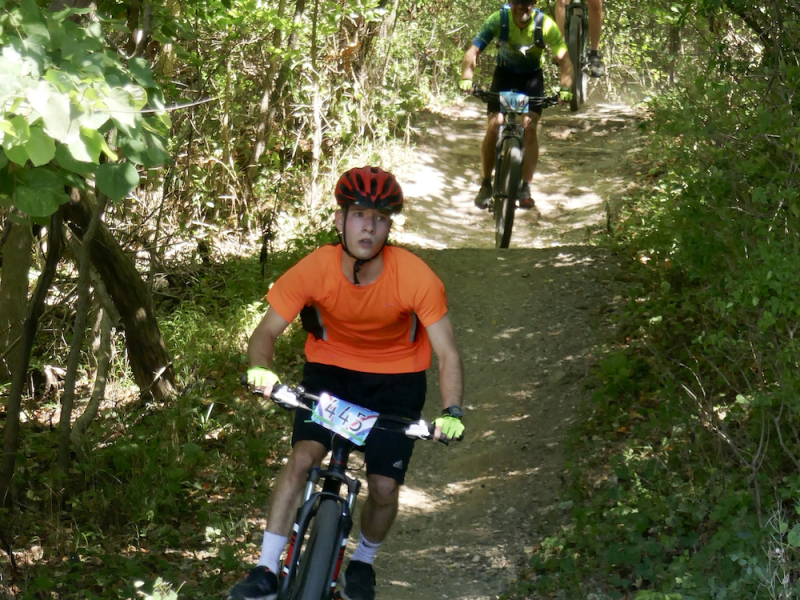 David Schramm and other Grace students enjoy the mountain bike trails near campus.