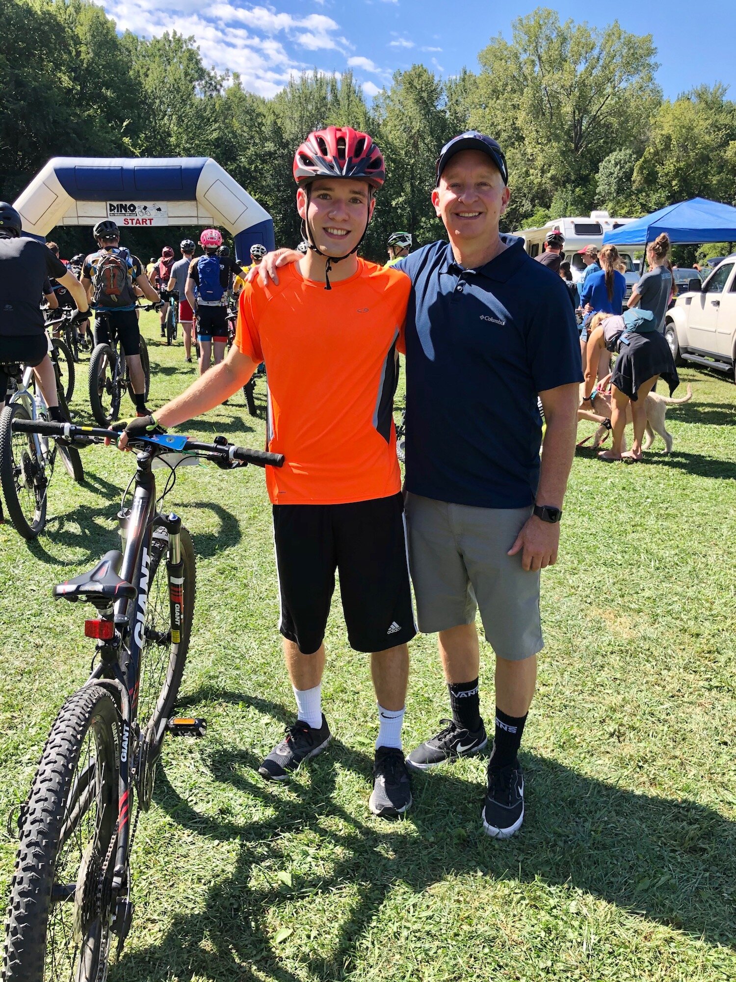 David Schramm, left, and his dad are avid mountain bikers.
