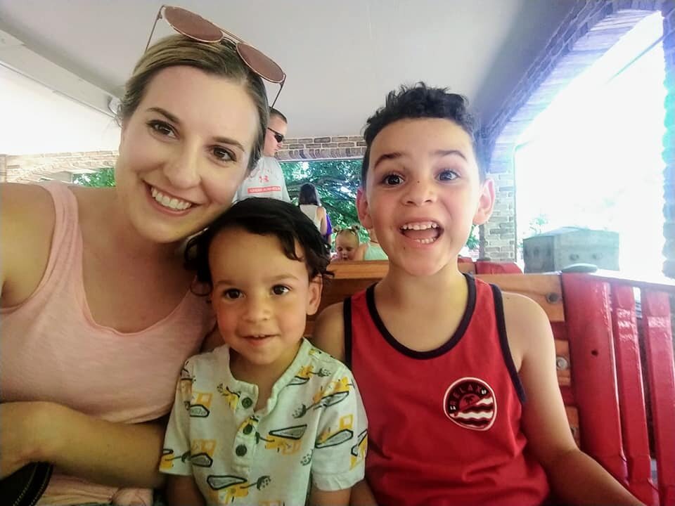 Mandy Drakeford, left, and her two children.