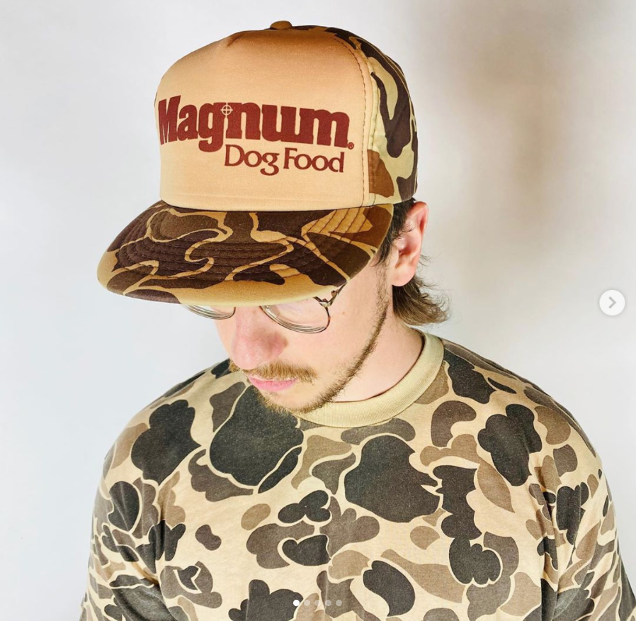 A thrifted hat by Goodbye Goods Vintage.