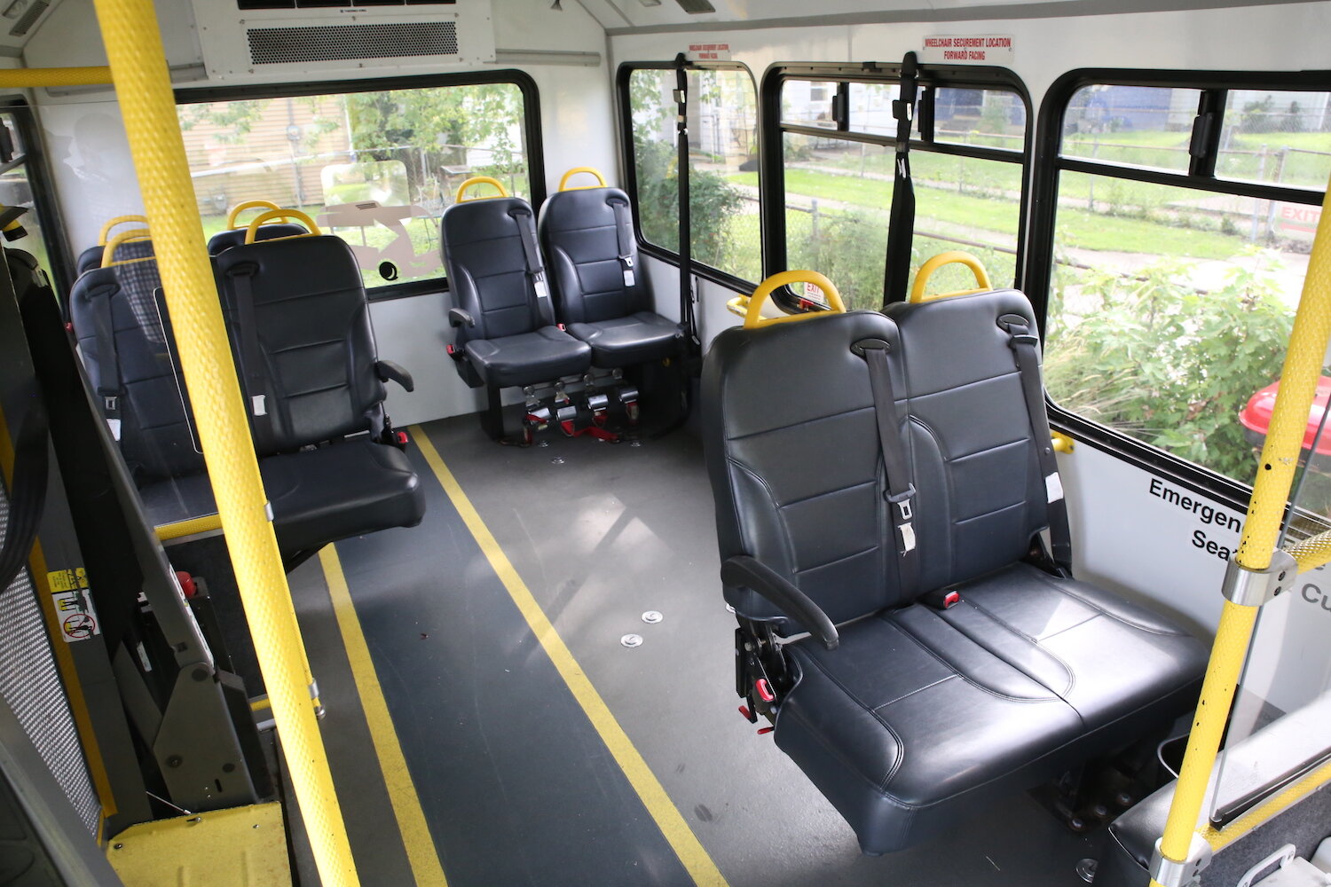 One bus is for ambulatory and non-ambulatory citizens, transporting eight individuals and two wheelchair clients per trip.