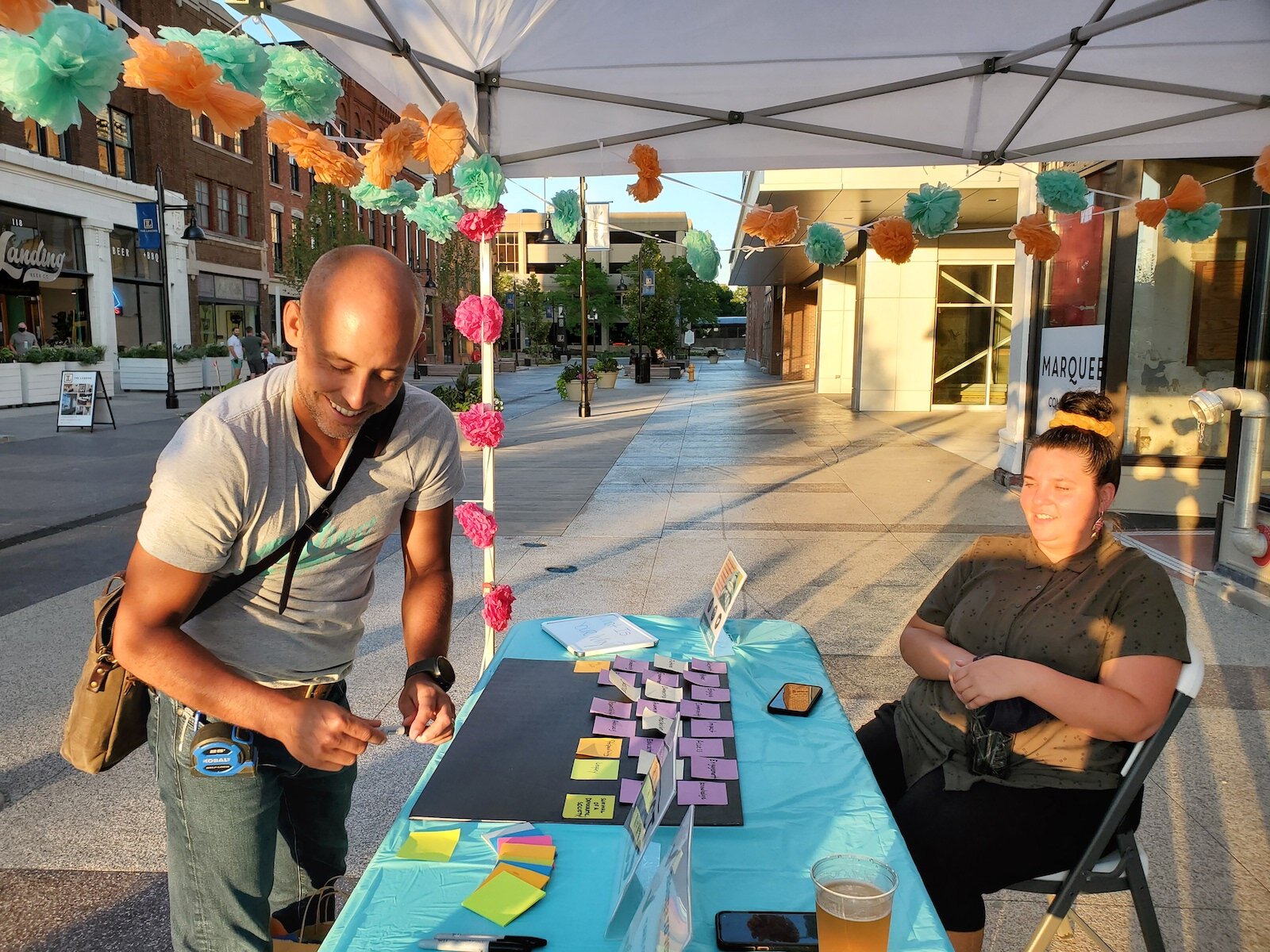 A voter registration booth hosted by Project Civics on The Landing in downtown Fort Wayne.