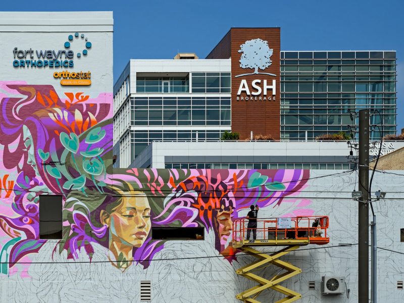 The theme of Key Detail’s mural is the confluence of the city's three rivers: the St. Joseph, the St. Marys, and the Maumee.