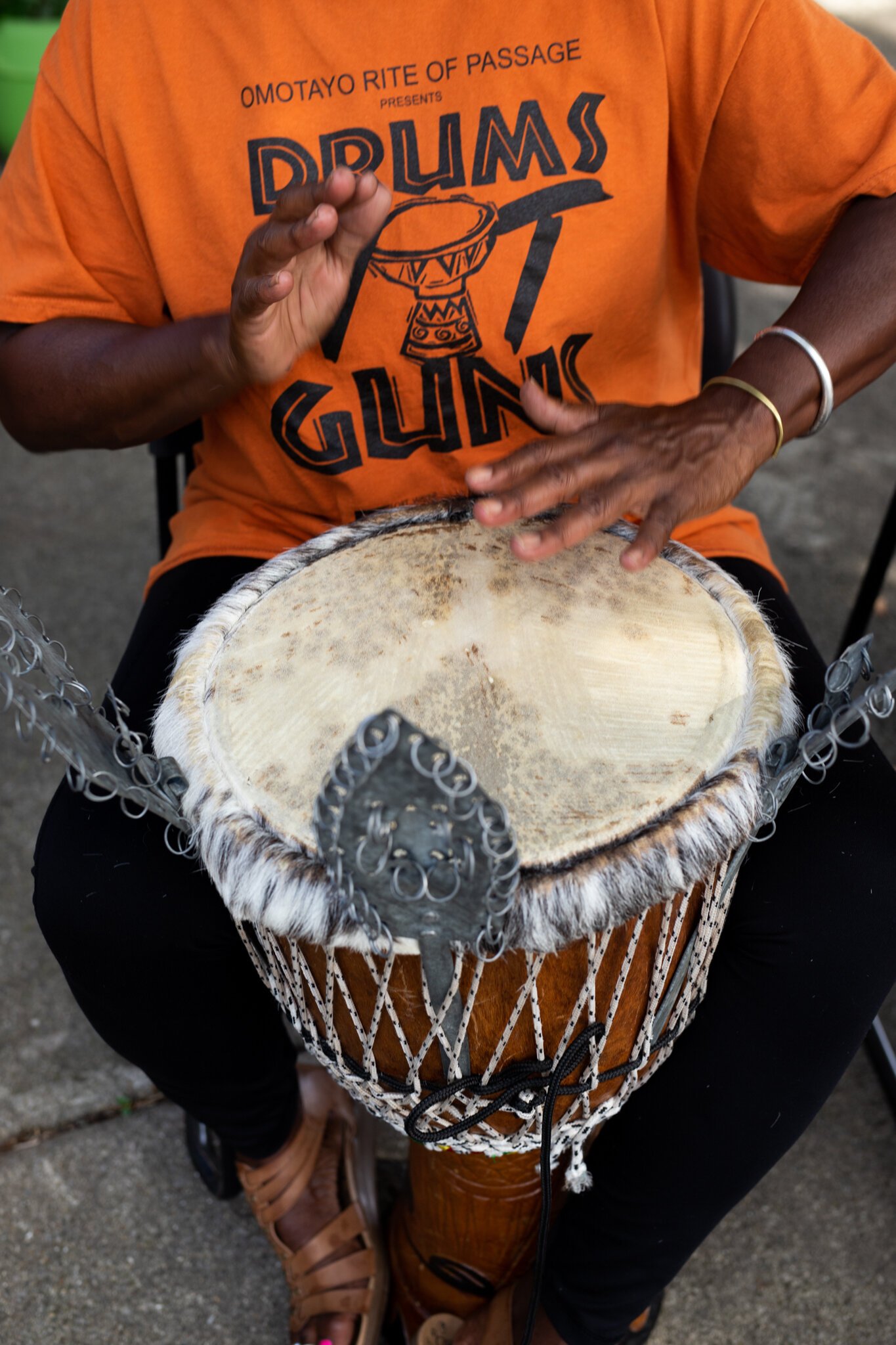Diane Rogers's drumming program is called Drums Not Guns.