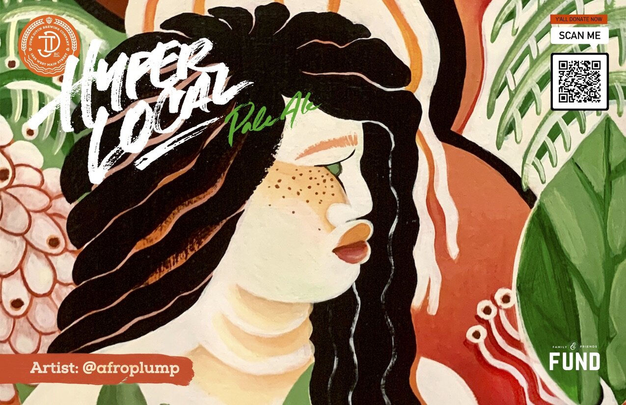 Lyndy Bazile's design for the Hyper Local Pale Ale labels is called "Currency."