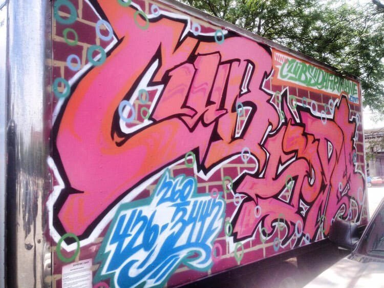Francisco Reyes spray painted a box truck for Club Soda.