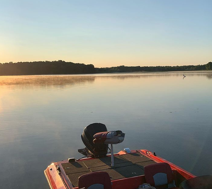 A scenic view of Webster Lake near Grace College.
