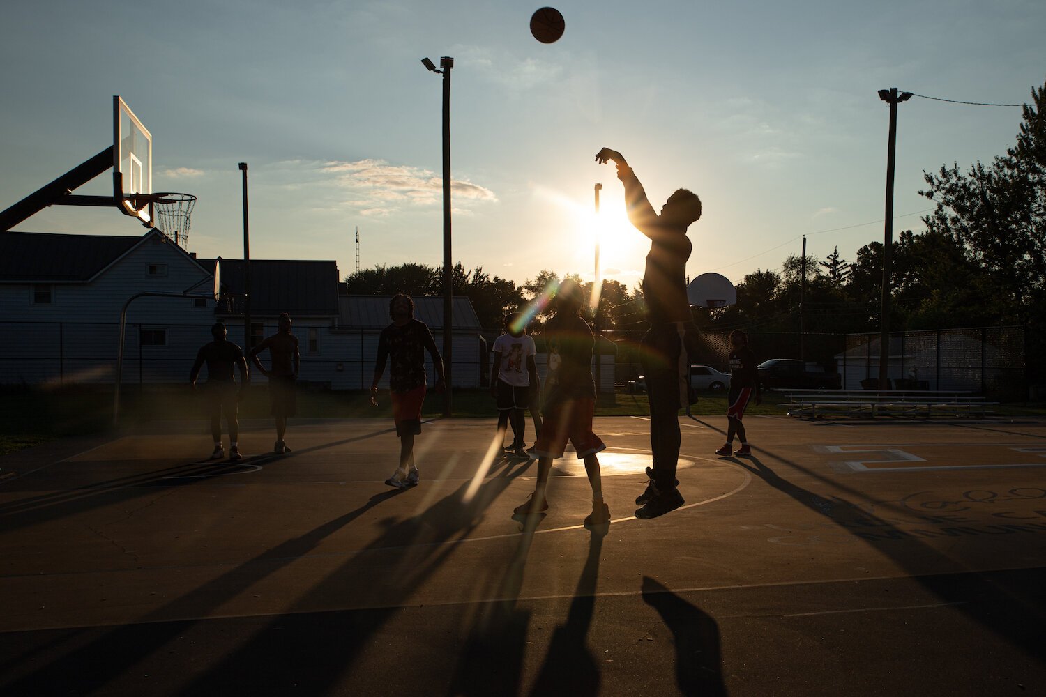Youth play basketball at the Jennings Center in Southeast Fort Wayne.