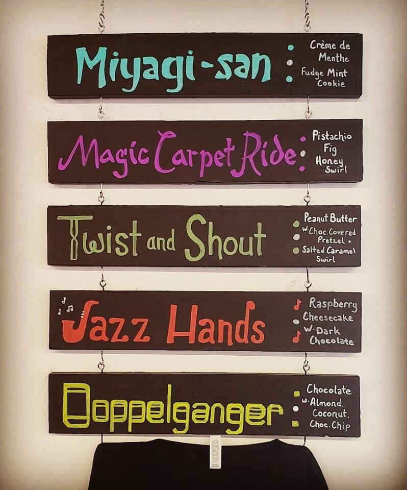 A sampling of the flavors at West Central Microcreamery.