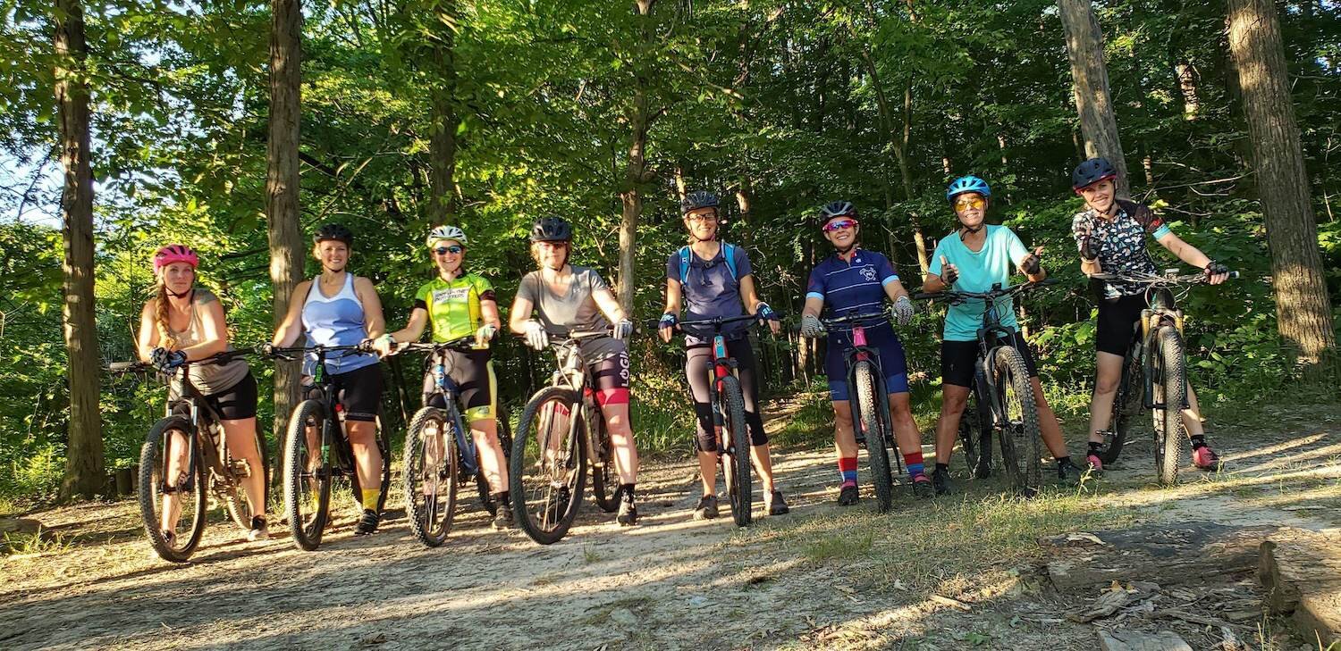 Girls Who Shred is a Facebook group of female mountain bikers who ride together bi-weekly.