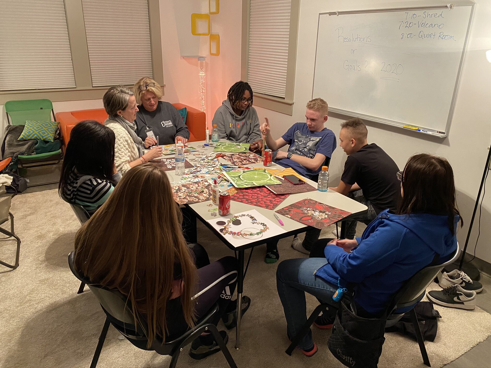 Teens enjoy a group session at Erin's House before COVID-19.
