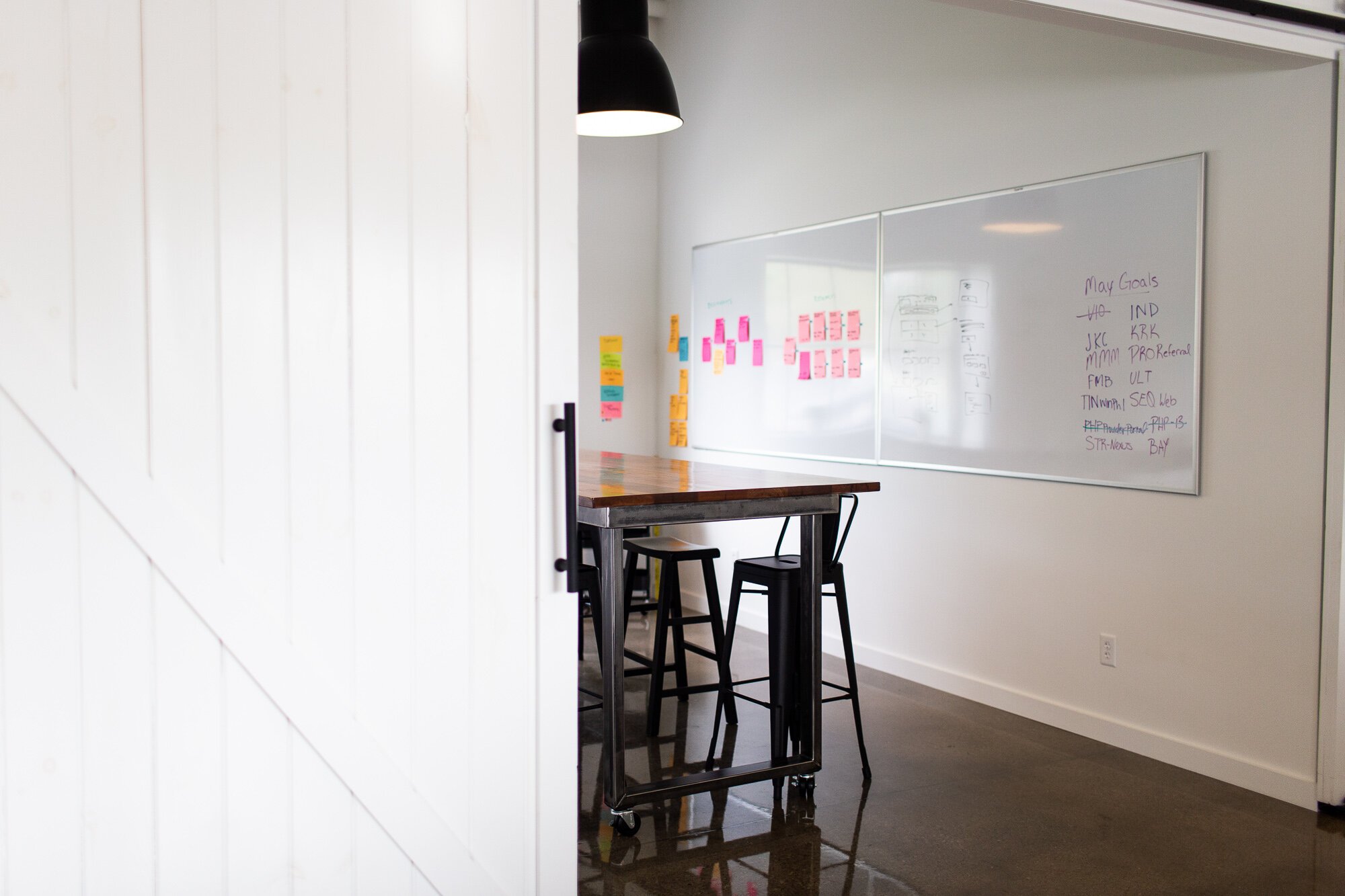 The "war room" for brainstorm sessions at Reusser Design.