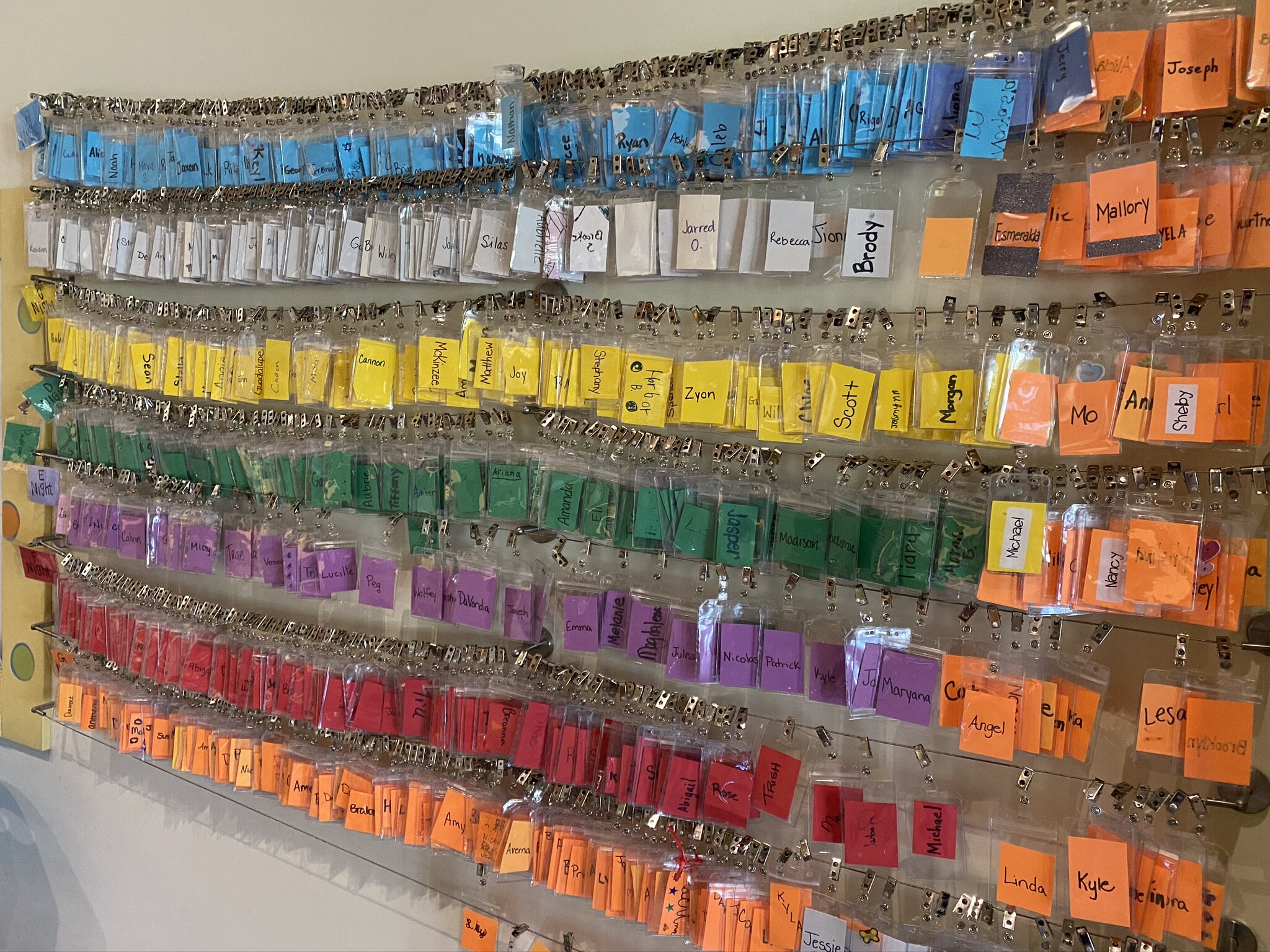 Name tags at Erin's House show how many children they serve across Northeast Indiana and Ohio.