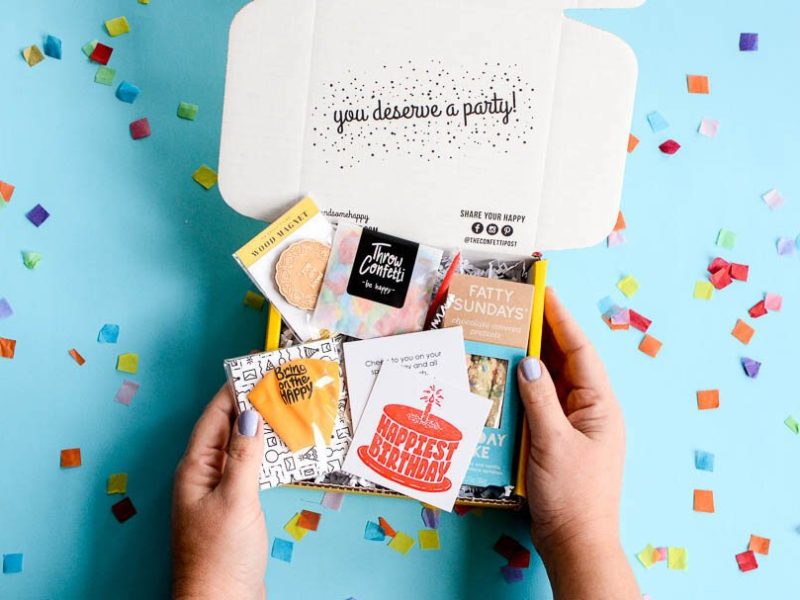 A Happy Happy Birthday party box by the Confetti Post.