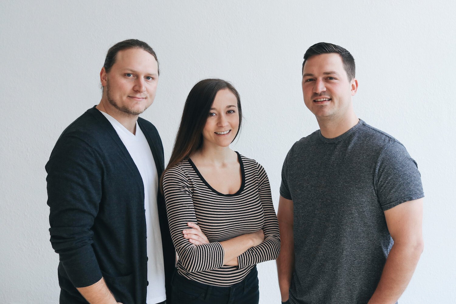 From left to right are Brandon Voglewede, Demi Brunner, and Aaron Voglewede of Lofthouse Creative Co.