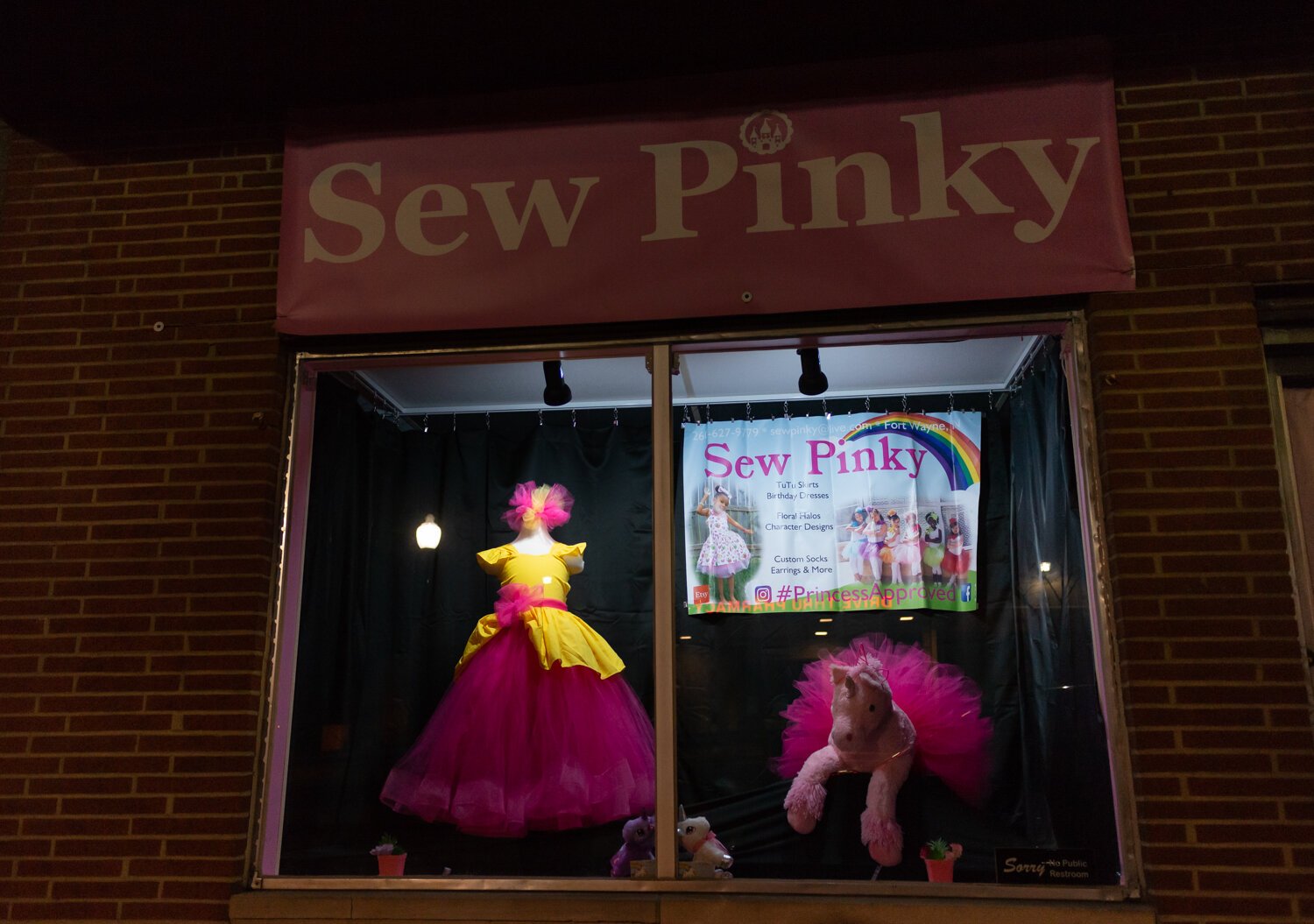 A glimpse into Sew Pinky's window at 2320 S. Calhoun St.