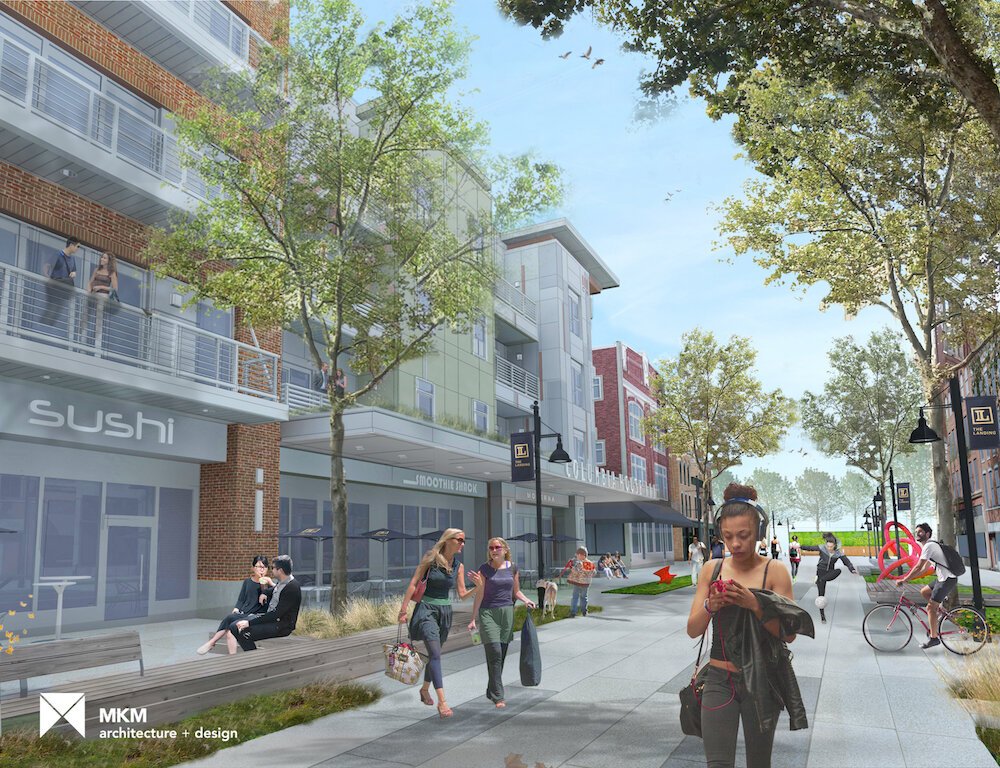 MKM's plans for a communal space on The Landing in downtown Fort Wayne.