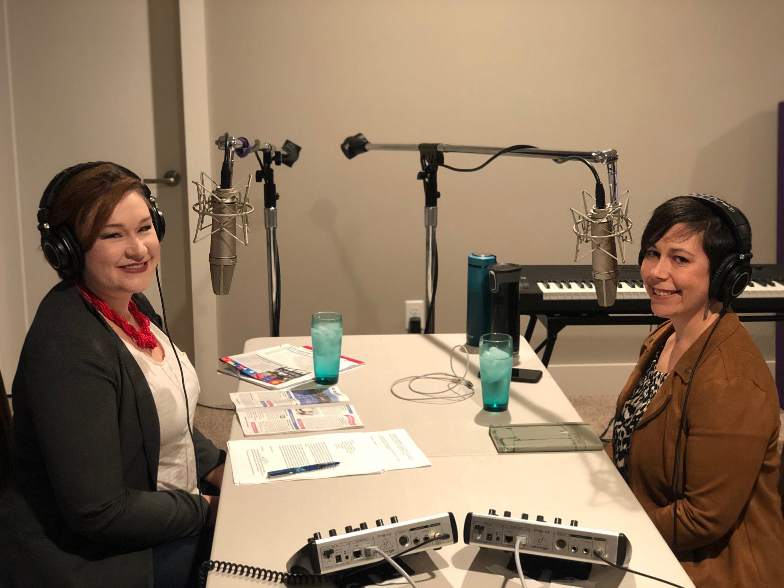 Stephanie Gottesman, right, of "Women Are: Fort Wayne" interviews Megan Butler, left, about her work for Riverfront Fort Wayne.