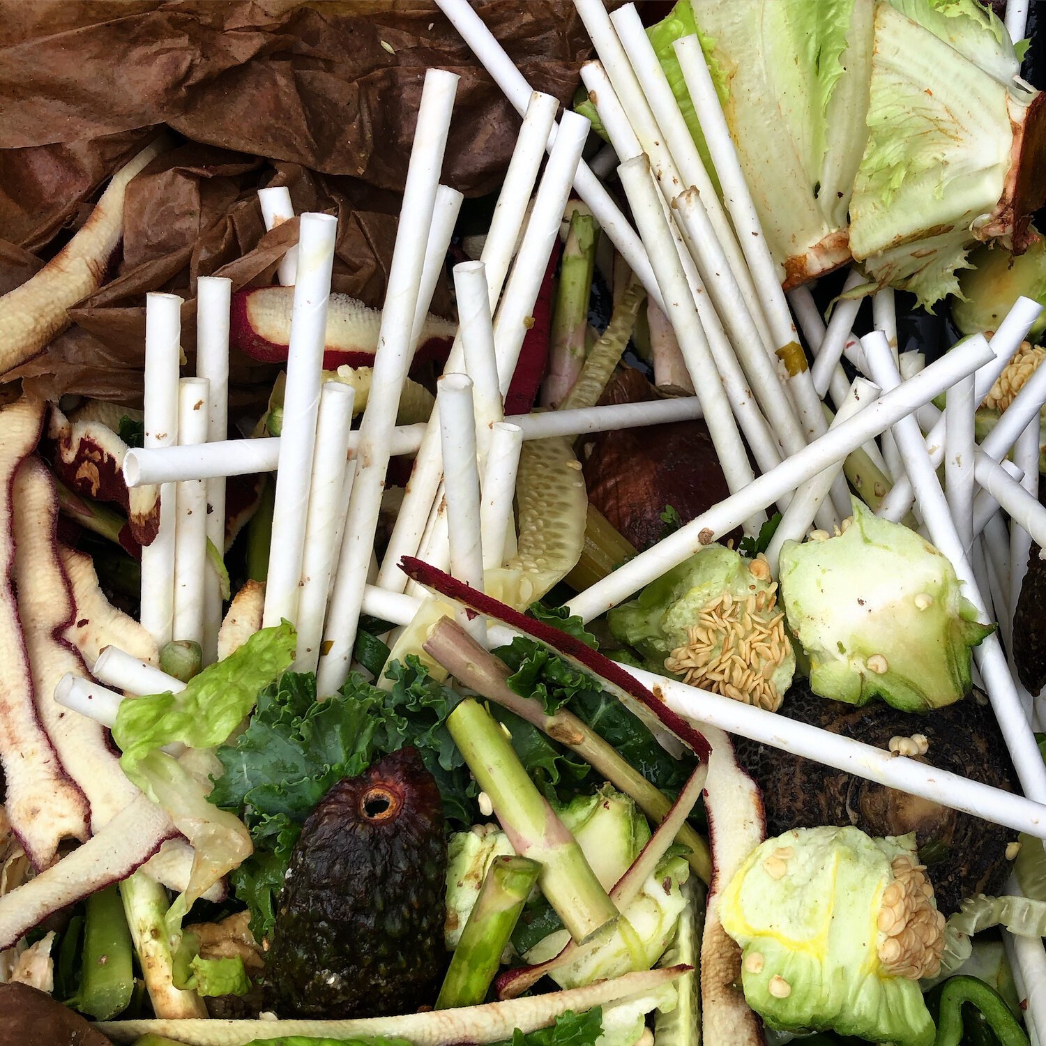 A batch of compost containing paper straws from the Health Food Shoppe in Fort Wayne.
