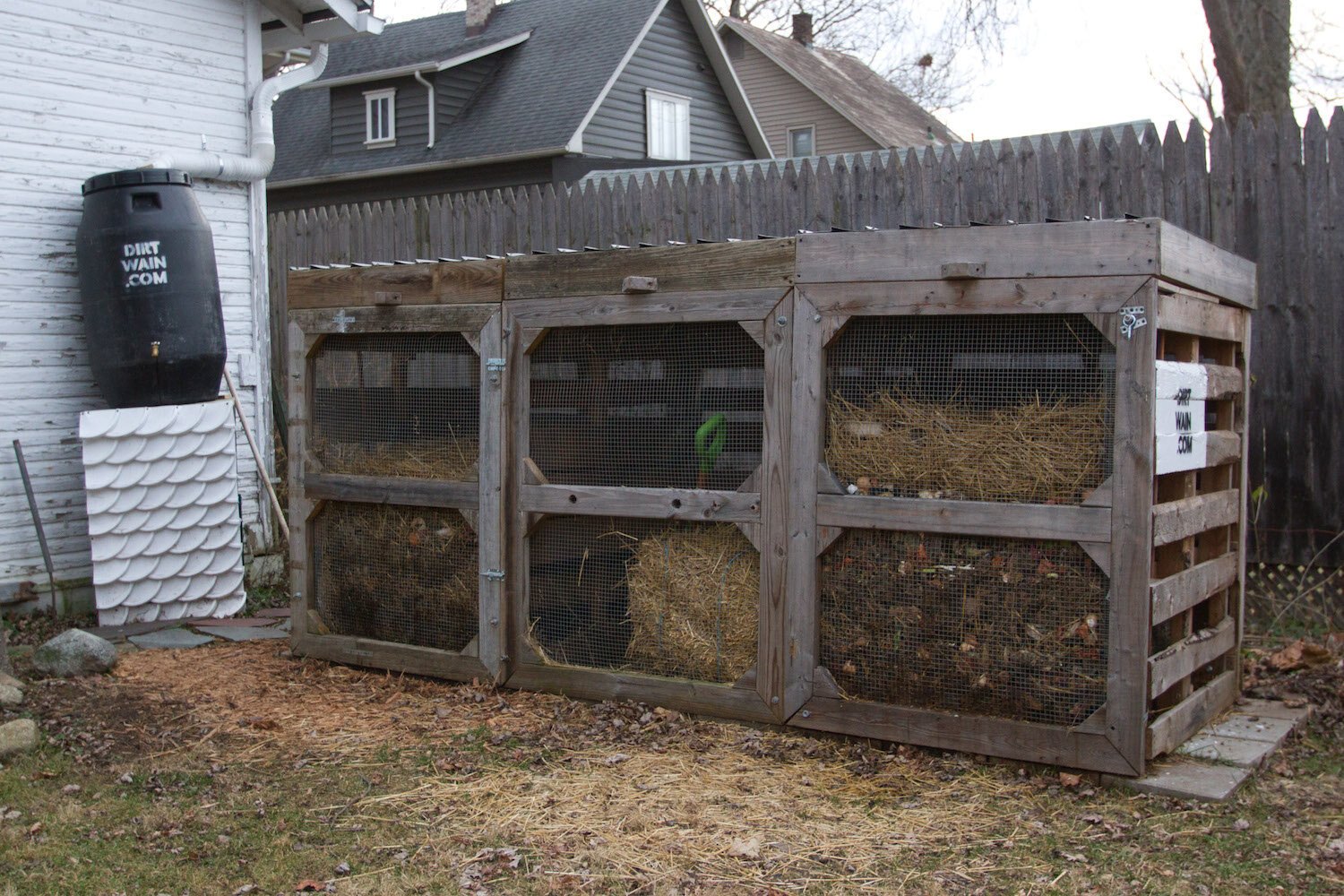 Dirt Wain's community-scale compost bin located in the North Anthony neighborhood in Fort Wayne.