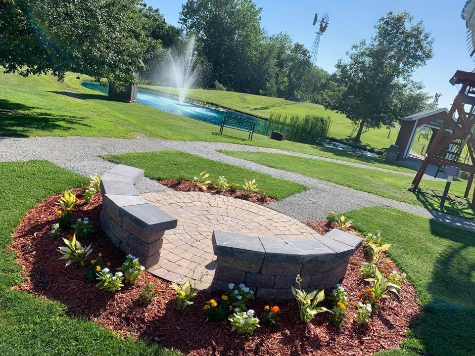 The lawn outside the Mid-America Windmill Museum.