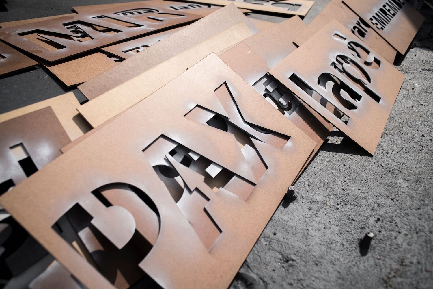 Stencils for the Peace Mural.