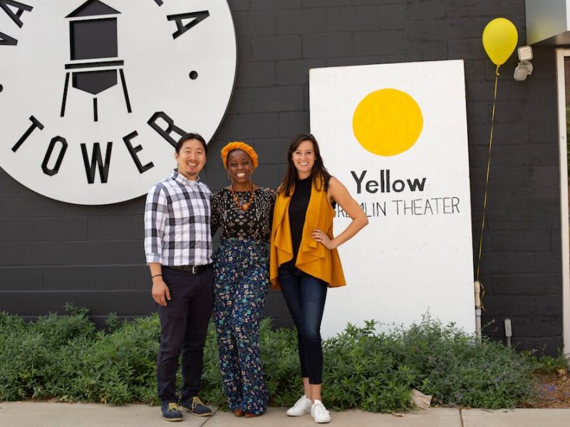 The Monicat Data team of Kurt Blomberg, left, Jasmine Russell, center, and Cassie Utt, right.