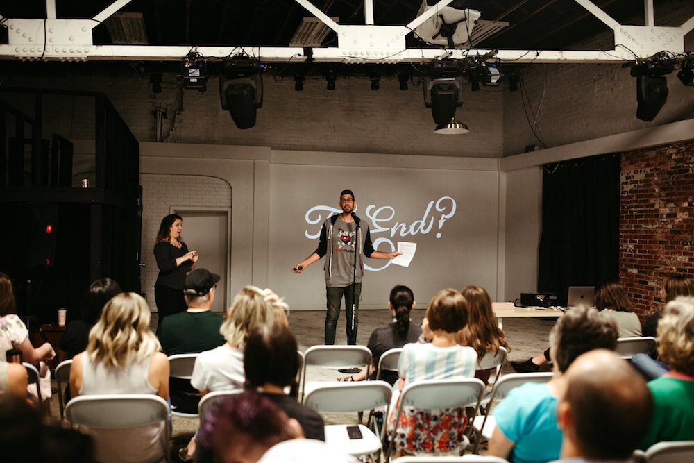 Artist Matt Plett speaks on the theme of "End" in July 2019.