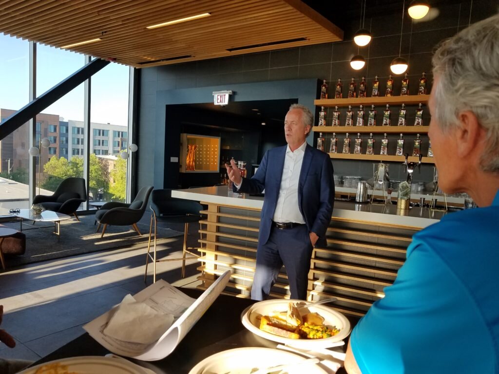 Louisville Mayor Greg Fischer speaks at the Rabbit Hole Distillery.